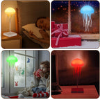 Voice-Controlled Jellyfish Lamp with RGB Gradient, Rechargeable Touch Sensor Table Lamp, Ideal for Christmas Gifts (Hanging + Base)