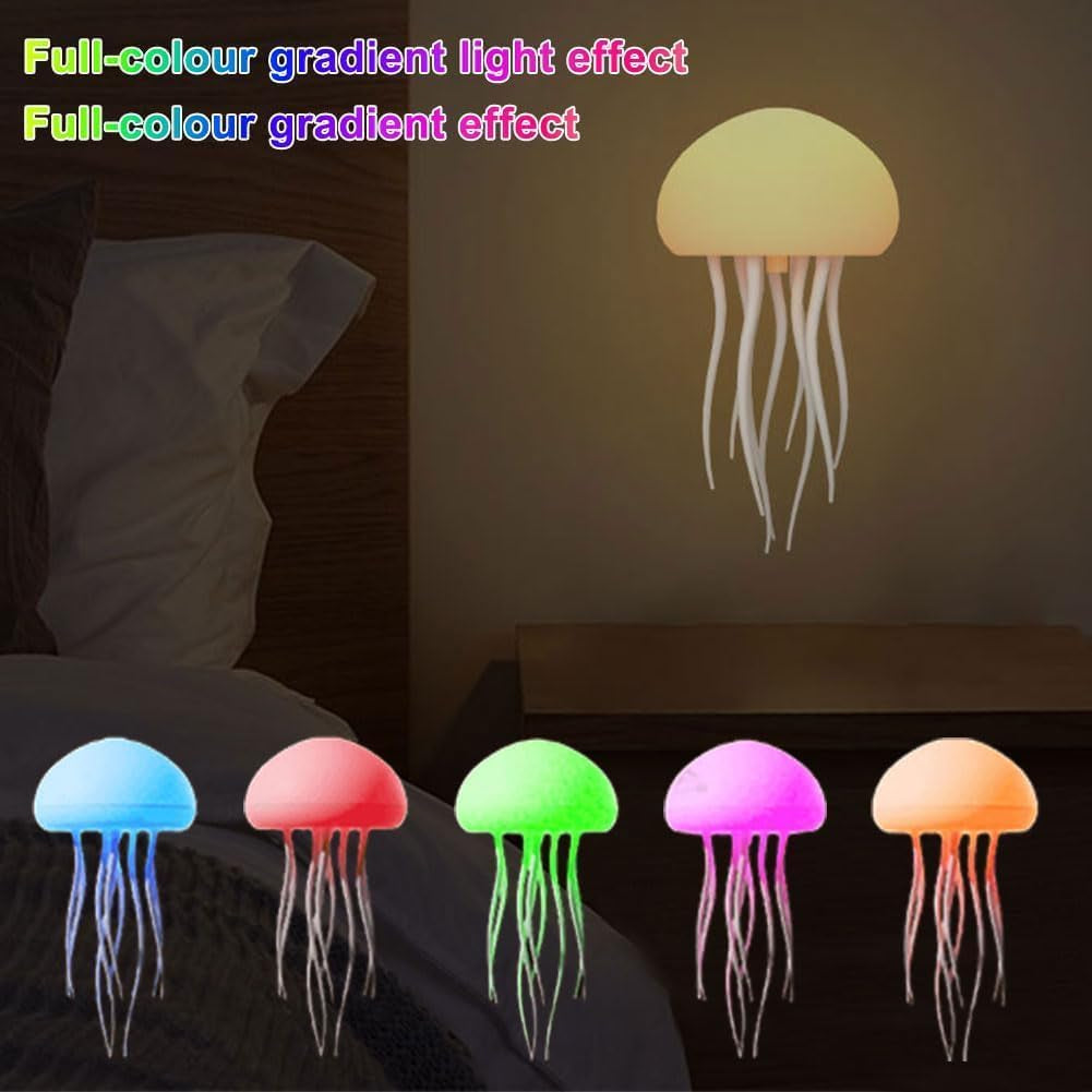 Voice-Controlled Jellyfish Lamp with RGB Gradient, Rechargeable Touch Sensor Table Lamp, Ideal for Christmas Gifts (Hanging + Base)