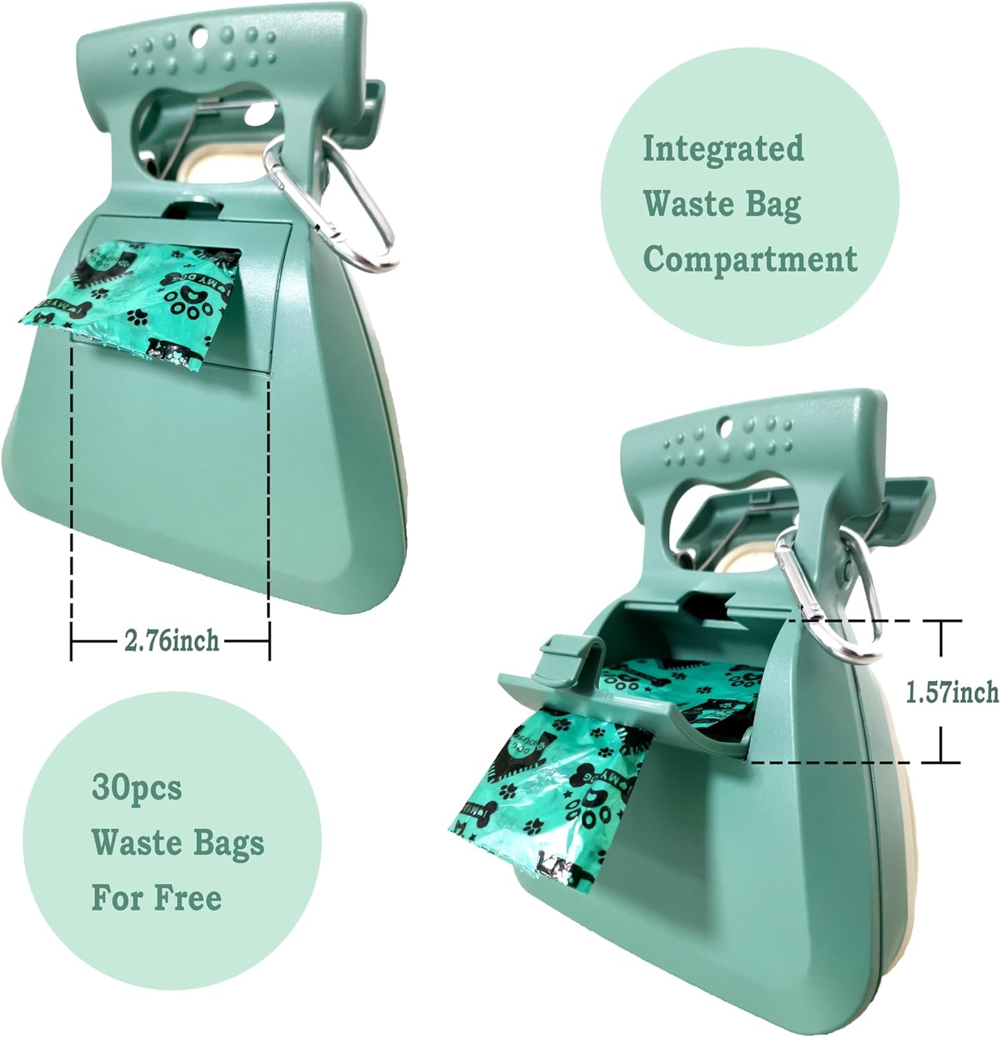 Portable Handheld Pooper Scooper for Dogs with Waste Container and 30 Pet Waste Bags – Ideal for Outdoor Use and Travel