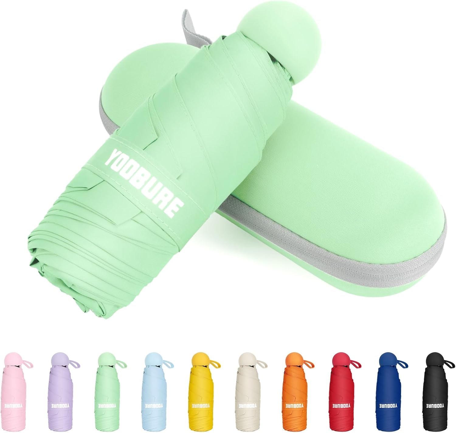 Yoobure Portable Compact Travel Umbrella - Mini Folding Umbrella for UV Protection and Rain, Ideal for Purses and Backpacks, Includes Case for Kids and Women