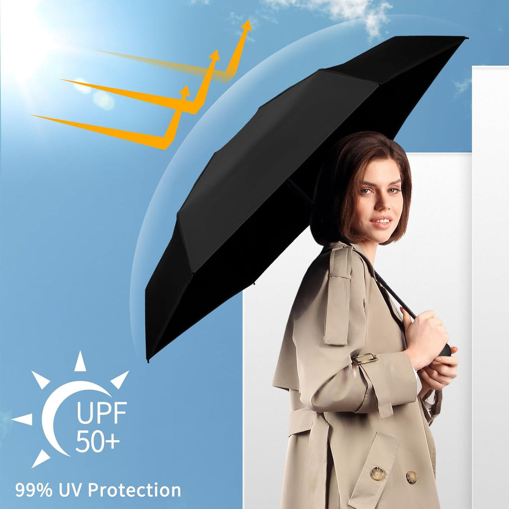 Yoobure Portable Compact Travel Umbrella - Mini Folding Umbrella for UV Protection and Rain, Ideal for Purses and Backpacks, Includes Case for Kids and Women