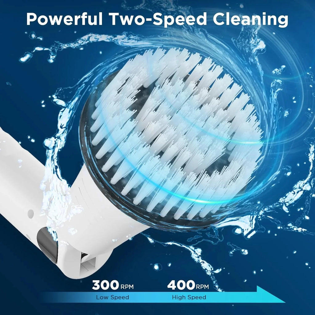 Electric Spin Scrubber with 3 Replaceable Brush Heads Adjustable Extension Arm