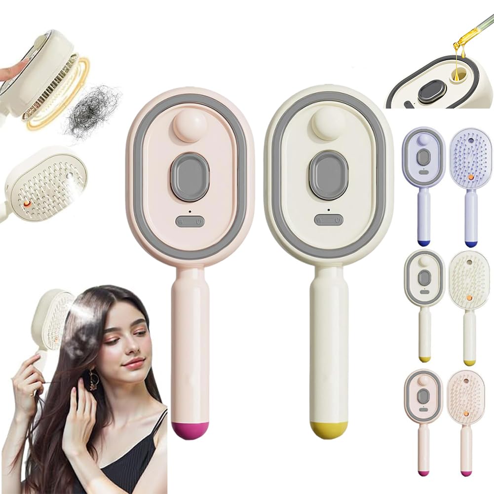 Revitalize Your Hair with the Electric Spray Air Cushion Massage Comb - 2-in-1 Misting Brush for Nourishing Care and Scalp Relaxation in Pink
