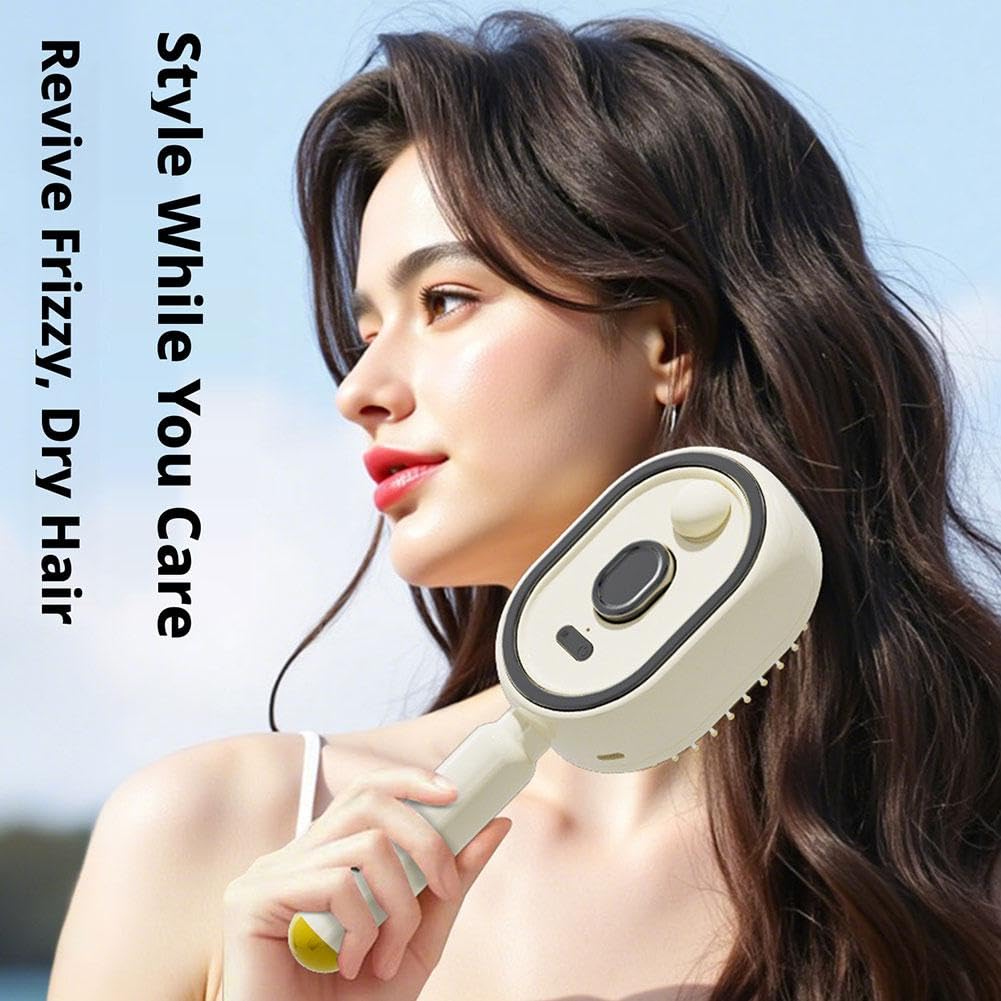 Revitalize Your Hair with the Electric Spray Air Cushion Massage Comb - 2-in-1 Misting Brush for Nourishing Care and Scalp Relaxation in Pink