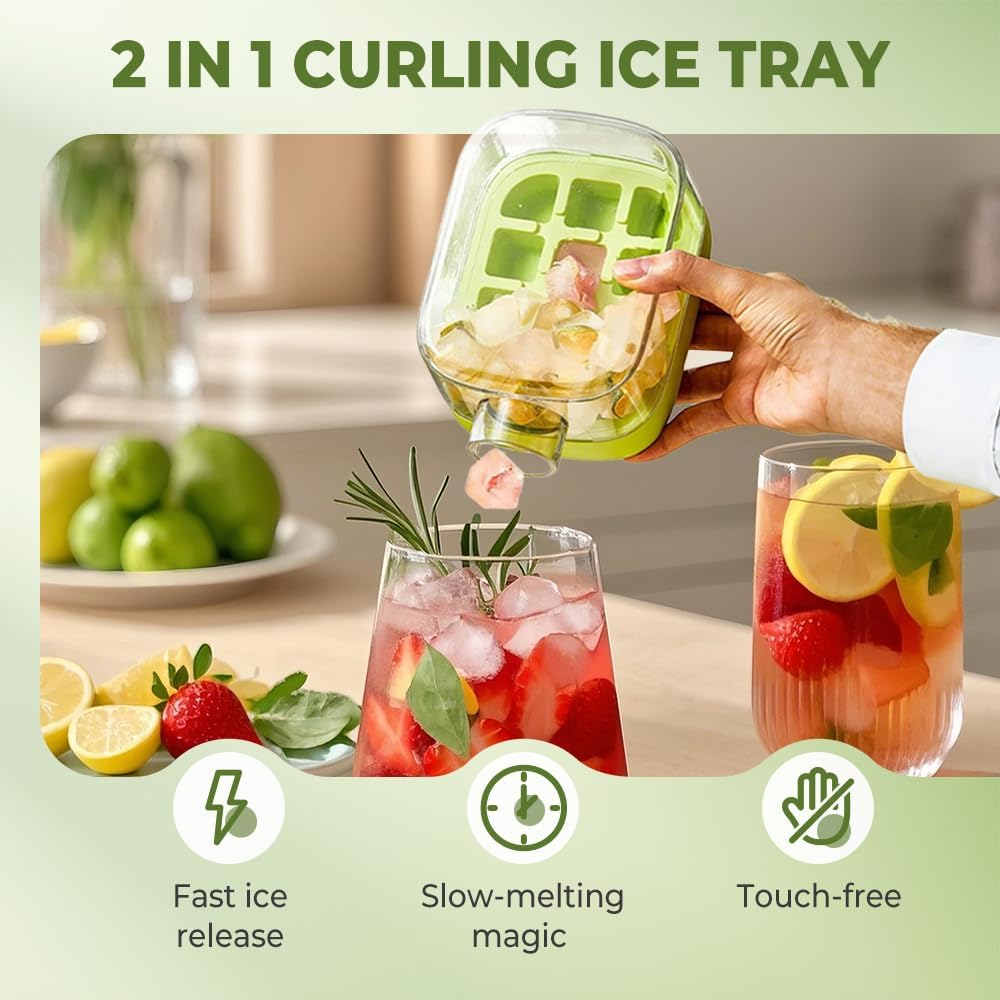 2-In-1 Ice Cube Bottle with Straw, Easy Press Ice Tray Water Bottle, Leak Proof Lid, Vertical Ice Maker for Freezer, Travel, Gym & Home Use (Pink, 500Ml)