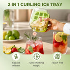 2-In-1 Ice Cube Bottle with Straw, Easy Press Ice Tray Water Bottle, Leak Proof Lid, Vertical Ice Maker for Freezer, Travel, Gym & Home Use (Pink, 500Ml)