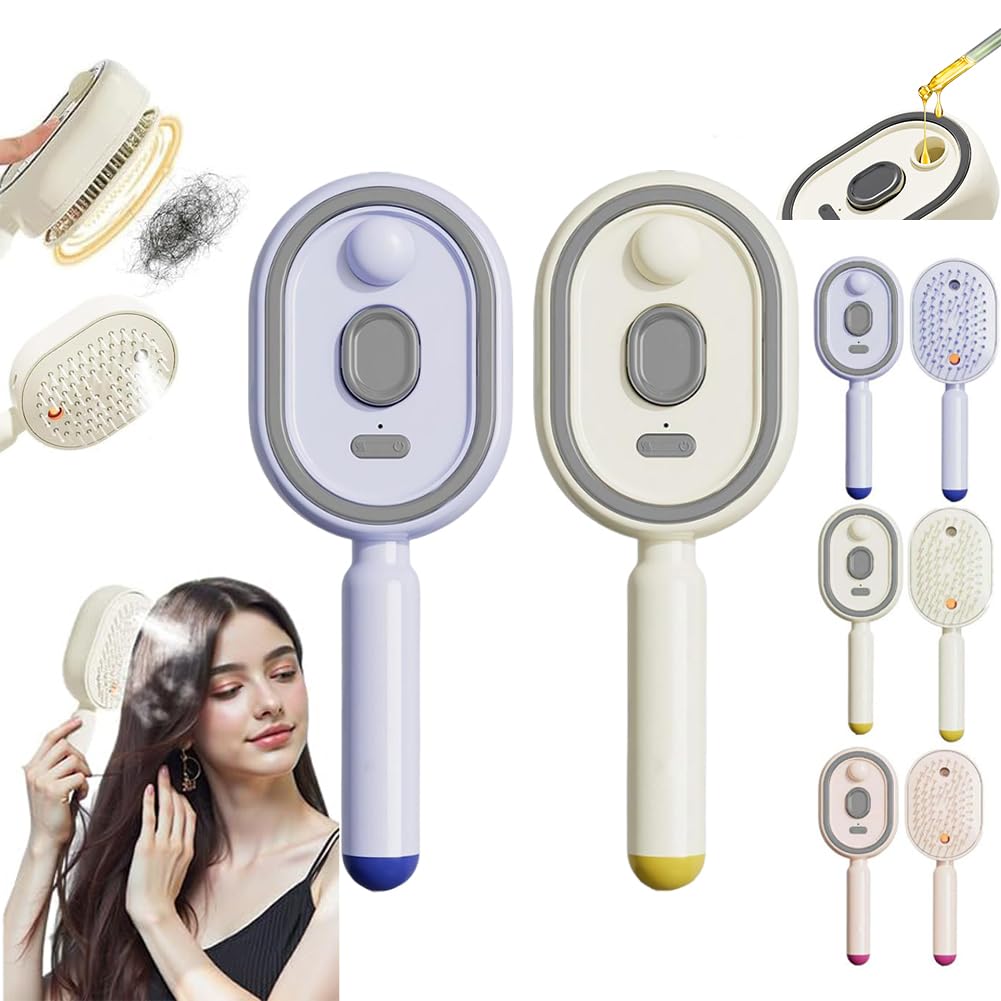 Revitalize Your Hair with the Electric Spray Air Cushion Massage Comb - 2-in-1 Misting Brush for Nourishing Care and Scalp Relaxation in Pink
