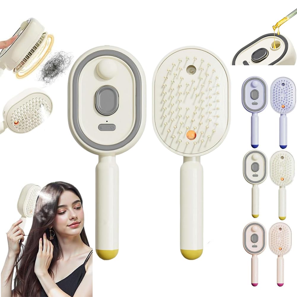 Revitalize Your Hair with the Electric Spray Air Cushion Massage Comb - 2-in-1 Misting Brush for Nourishing Care and Scalp Relaxation in Pink