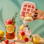 2-In-1 Ice Cube Bottle with Straw, Easy Press Ice Tray Water Bottle, Leak Proof Lid, Vertical Ice Maker for Freezer, Travel, Gym & Home Use (Pink, 500Ml)