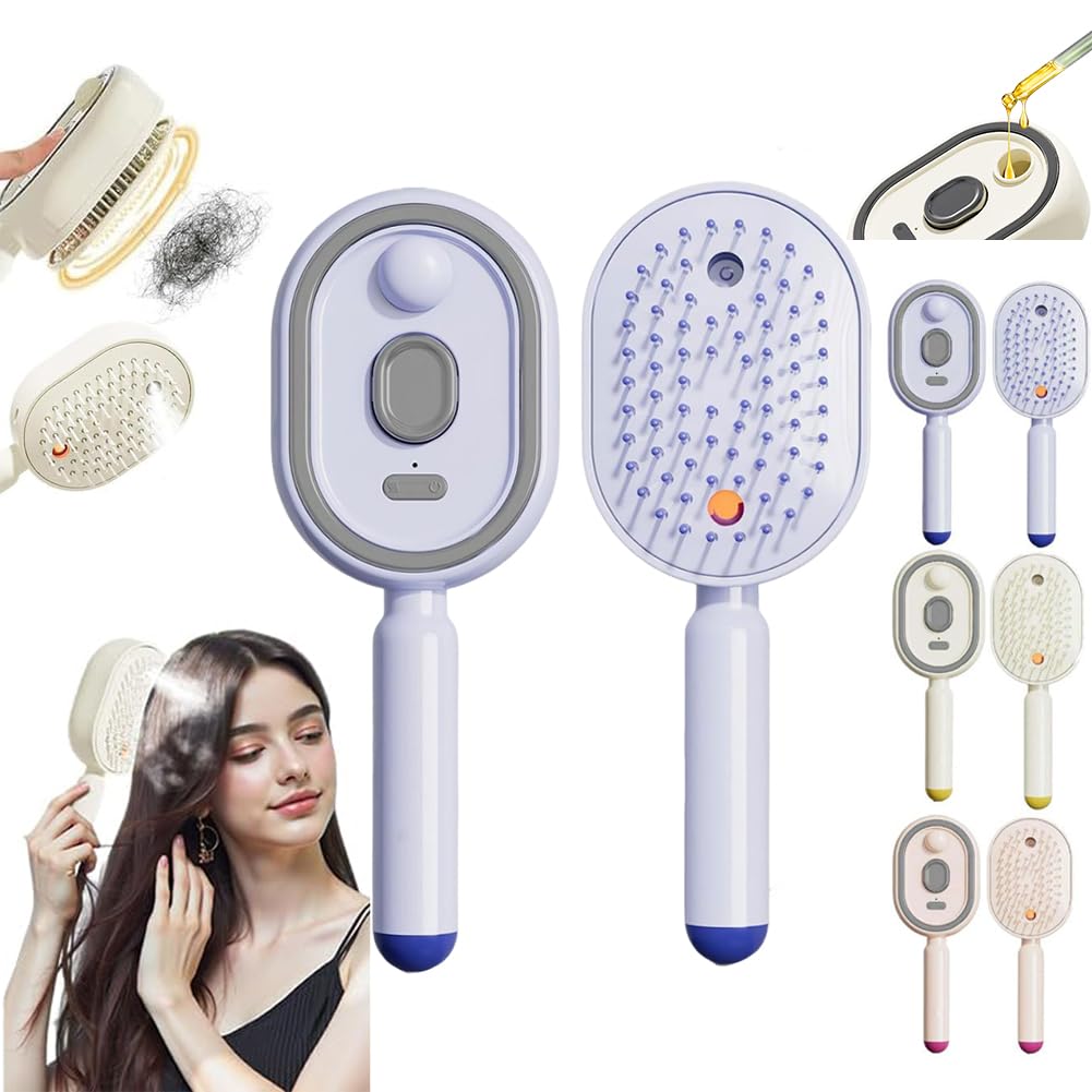 Revitalize Your Hair with the Electric Spray Air Cushion Massage Comb - 2-in-1 Misting Brush for Nourishing Care and Scalp Relaxation in Pink