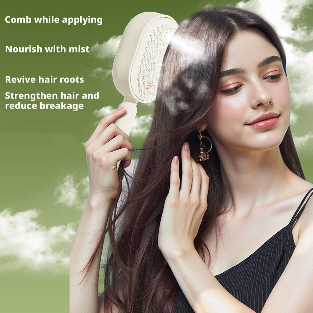 Revitalize Your Hair with the Electric Spray Air Cushion Massage Comb - 2-in-1 Misting Brush for Nourishing Care and Scalp Relaxation in Pink