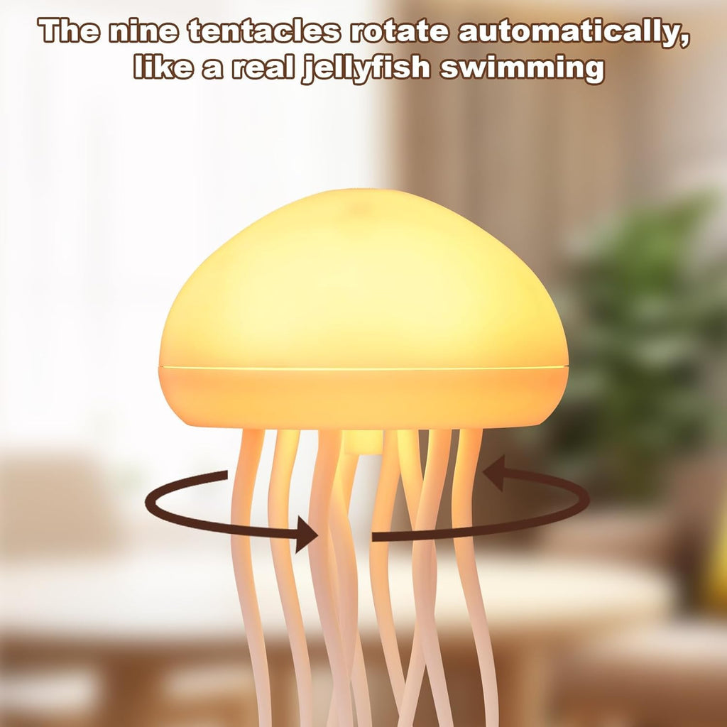 Voice-Controlled Jellyfish Lamp with RGB Gradient, Rechargeable Touch Sensor Table Lamp, Ideal for Christmas Gifts (Hanging + Base)
