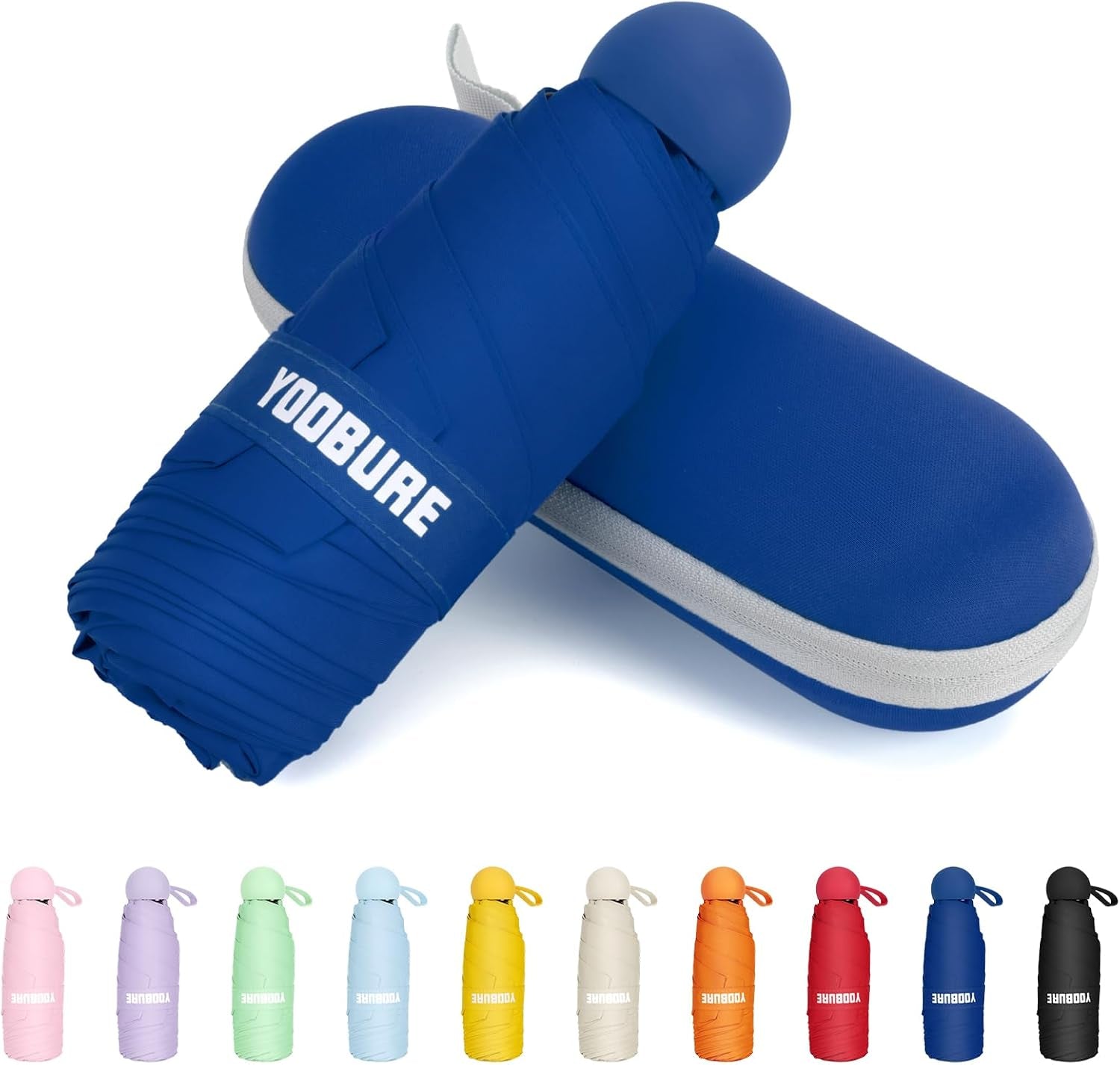 Yoobure Portable Compact Travel Umbrella - Mini Folding Umbrella for UV Protection and Rain, Ideal for Purses and Backpacks, Includes Case for Kids and Women