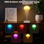 Voice-Controlled Jellyfish Lamp with RGB Gradient, Rechargeable Touch Sensor Table Lamp, Ideal for Christmas Gifts (Hanging + Base)