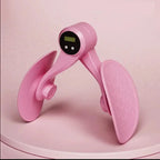 Pink thigh and hip trainer with digital display for home fitness exercise