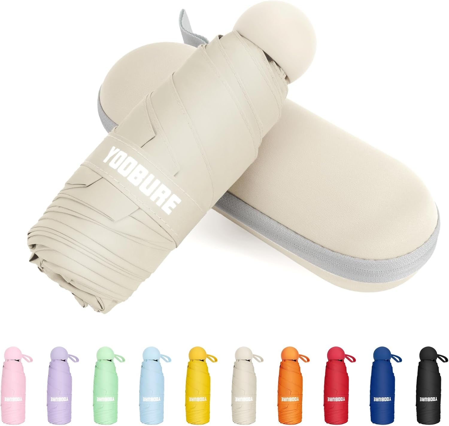 Yoobure Portable Compact Travel Umbrella - Mini Folding Umbrella for UV Protection and Rain, Ideal for Purses and Backpacks, Includes Case for Kids and Women