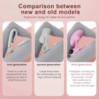 Comparison chart showing first, second, and third generation ergonomic thigh exercisers.