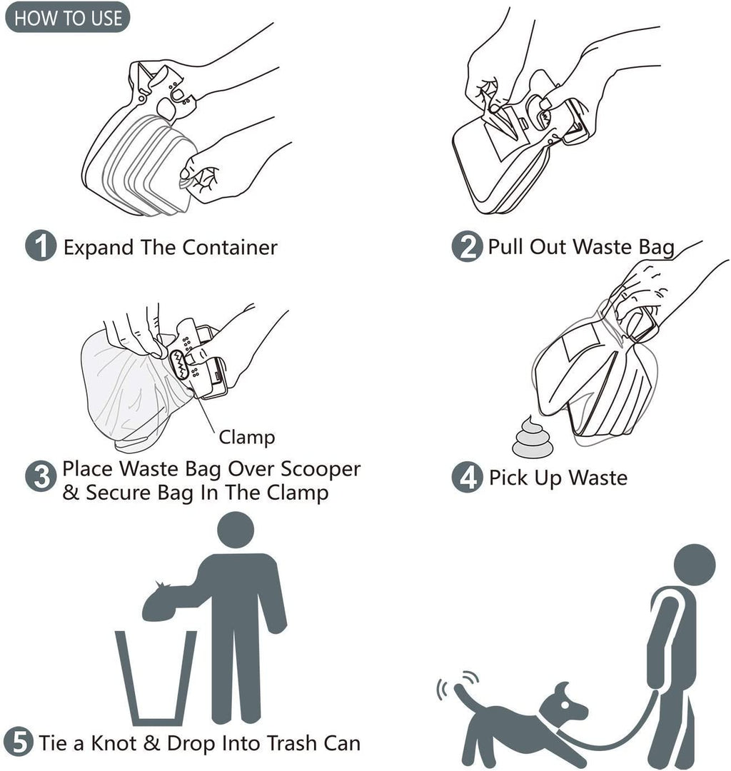 Portable Handheld Pooper Scooper for Dogs with Waste Container and 30 Pet Waste Bags – Ideal for Outdoor Use and Travel