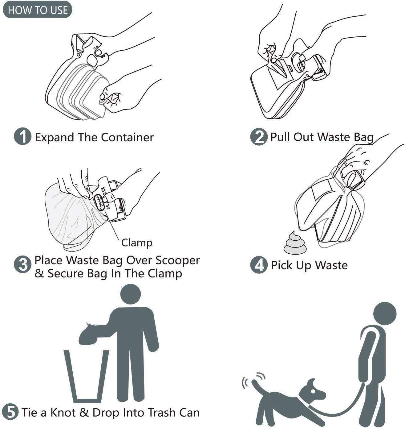 Portable Handheld Pooper Scooper for Dogs with Waste Container and 30 Pet Waste Bags – Ideal for Outdoor Use and Travel