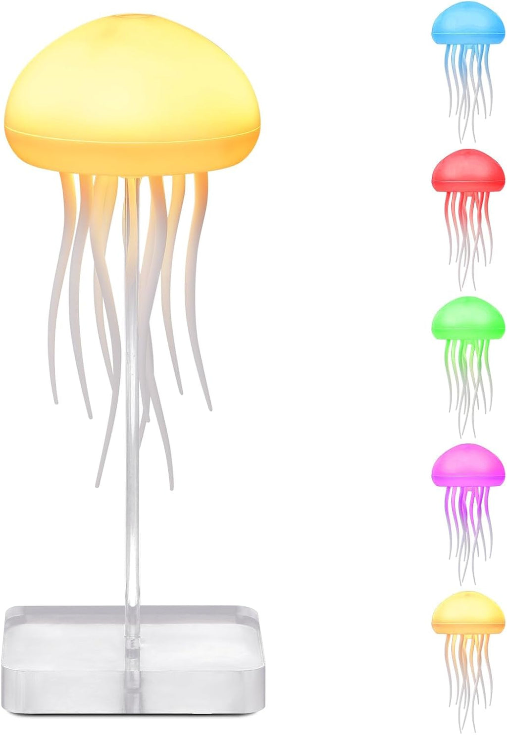 Voice-Controlled Jellyfish Lamp with RGB Gradient, Rechargeable Touch Sensor Table Lamp, Ideal for Christmas Gifts (Hanging + Base)