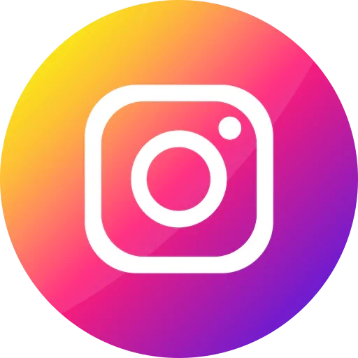 Instagram logo white icon on pink and orange gradient circle background